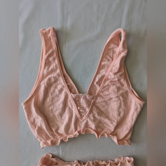 Anthropologie Sleepwear Light Pink Lace Bralette And Bloomers - Picture 2 of 11